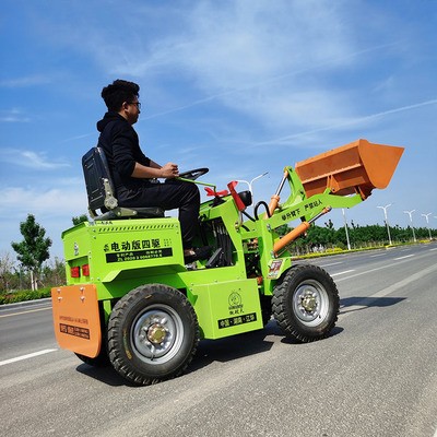 小型液壓式電動鏟車 建筑工地清掃垃圾用電動鏟車 四輪驅動裝載機