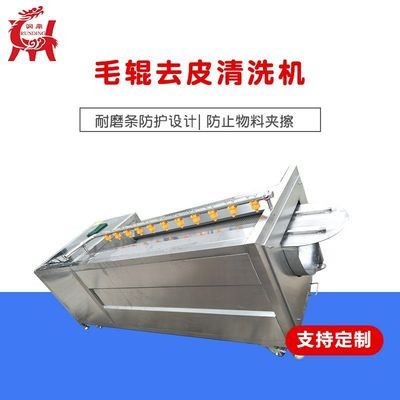 不銹鋼全自動自土豆毛輥去皮清洗機 蓮藕氣泡毛輥清洗機設備批發