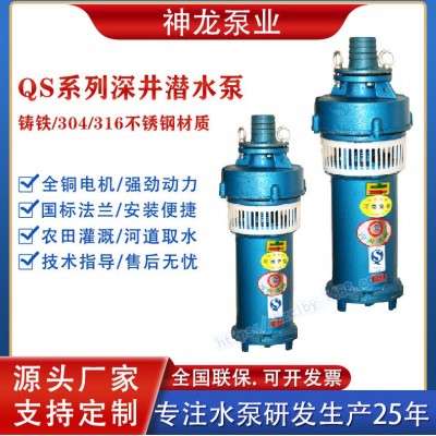 神龍大流量高揚程QS深井潛水泵水浸式觀景井用農用噴泉潛水泵380V