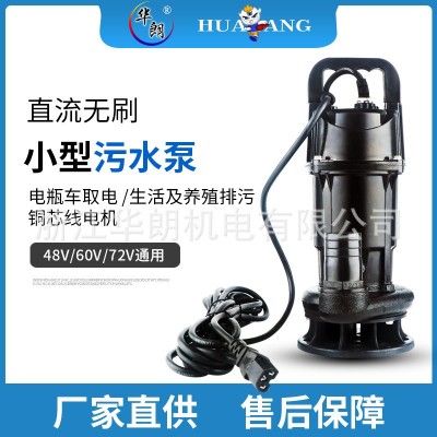 電瓶車直流無刷污水泵48V-72V電動車抽水機 高揚程潛水泵澆花澆菜