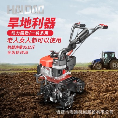 海道微耕機(jī)汽油小型松土機(jī)翻地機(jī)多功能手推旋耕機(jī)耕地除草開溝器