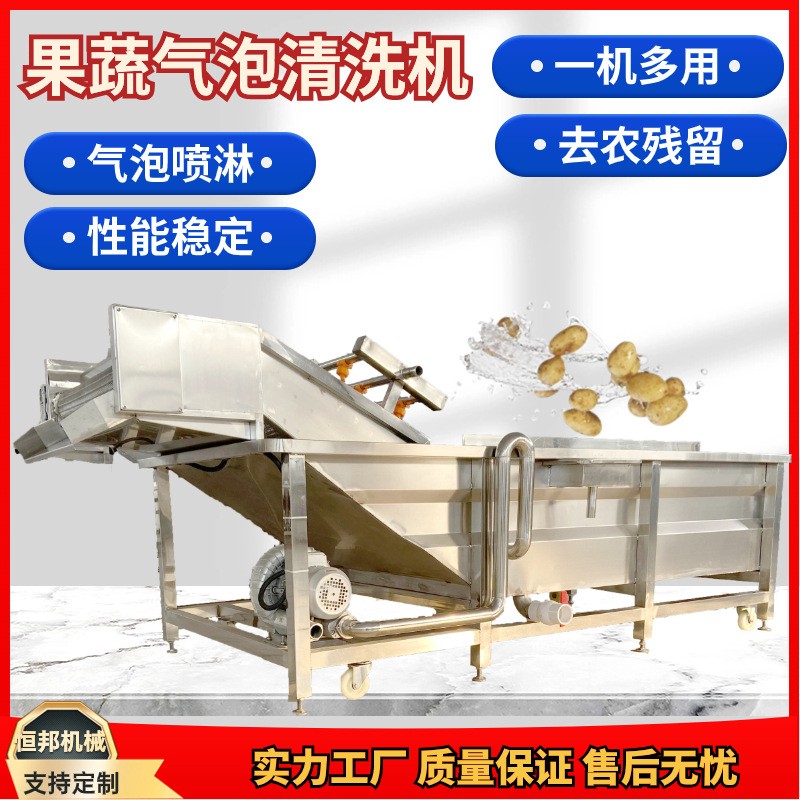 海鮮氣泡清洗機大型全自動果蔬清洗流水線多功能蔬菜辣椒清洗設備