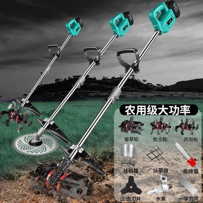 大功率背負式鋰電割草機帶除草輪松土打草機草坪機充電式農用割草